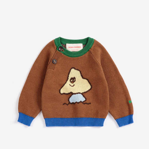Mush Monster Jacquard Cotton Knitted Jumper (Dark Brown)