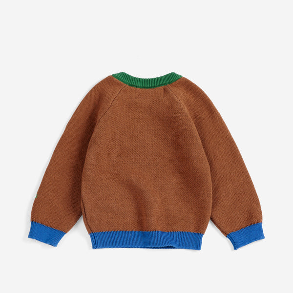 Mush Monster Jacquard Cotton Knitted Jumper (Dark Brown)