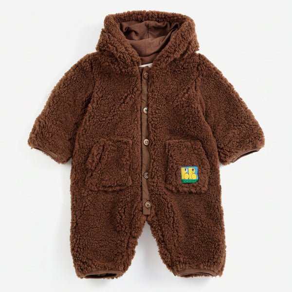 Bobo Choses Sheepskin Borg Pramsuit Overall (Dark Brown)
