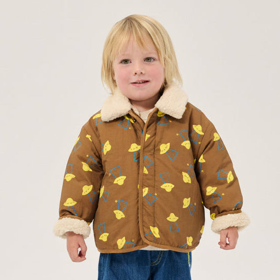 Pixel Abduction Reversible Baby Sheepskin Jacket (Brown)