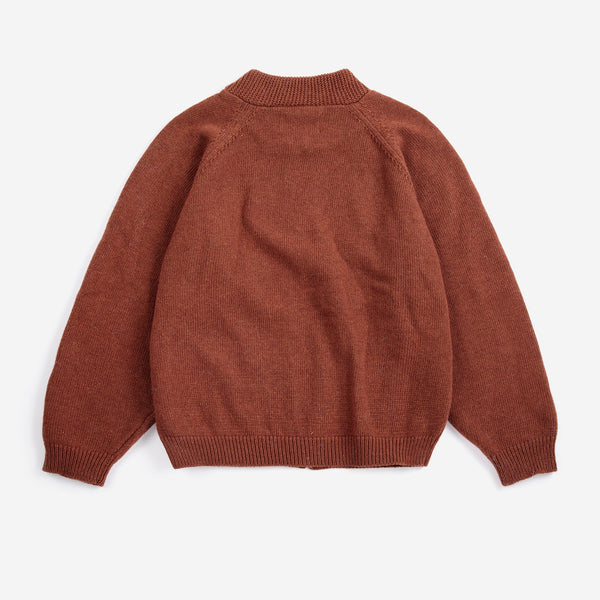 Mush Monster Duo Zipped Knitted Cardigan (Dark Brown)