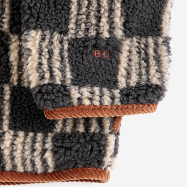 Almost Moiré All Over Checkerboard Sheepskin Jacket (Dark Grey)