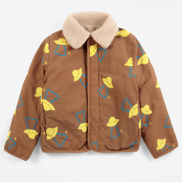 Pixel Abduction All Over Reversible Borg Jacket (Brown)
