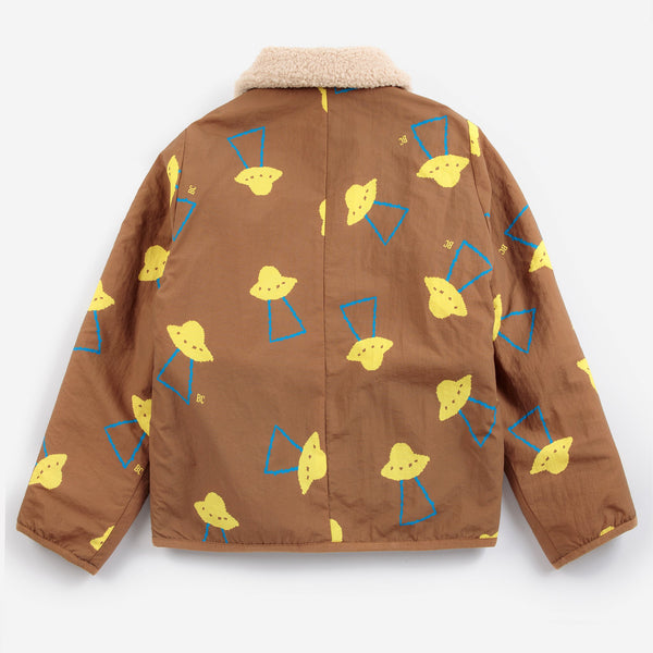 Pixel Abduction All Over Reversible Borg Jacket (Brown)