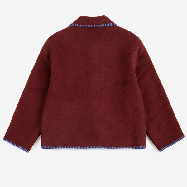 Curious Owl Wool Blend Toggle Coat (Burgundy Red)