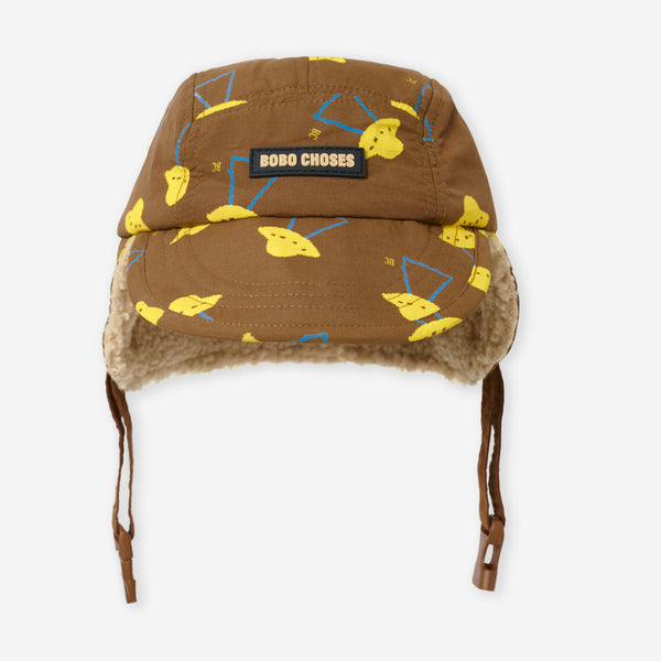 Pixel Abduction All Over Winter Cap with Chin Strap (Brown)
