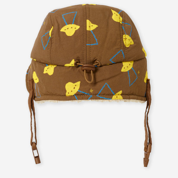 Pixel Abduction All Over Winter Cap with Chin Strap (Brown)