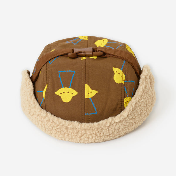 Pixel Abduction All Over Winter Cap with Chin Strap (Brown)