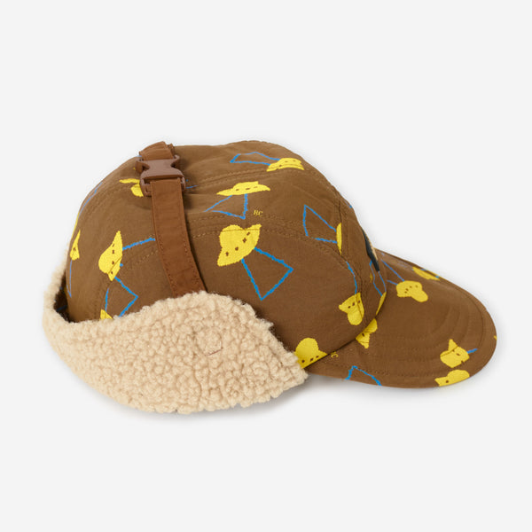 Pixel Abduction All Over Winter Cap with Chin Strap (Brown)