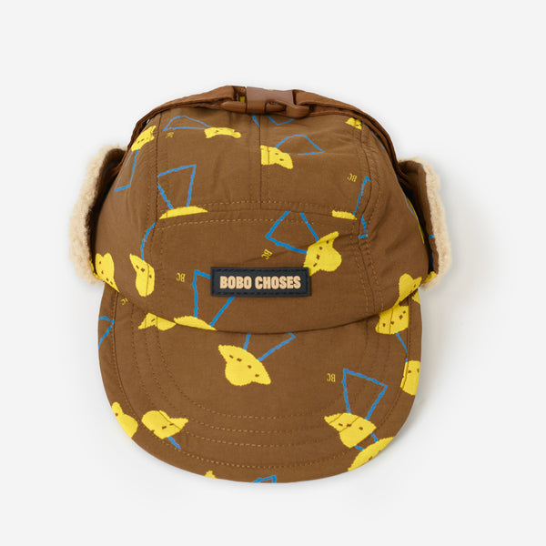 Pixel Abduction All Over Winter Cap with Chin Strap (Brown)