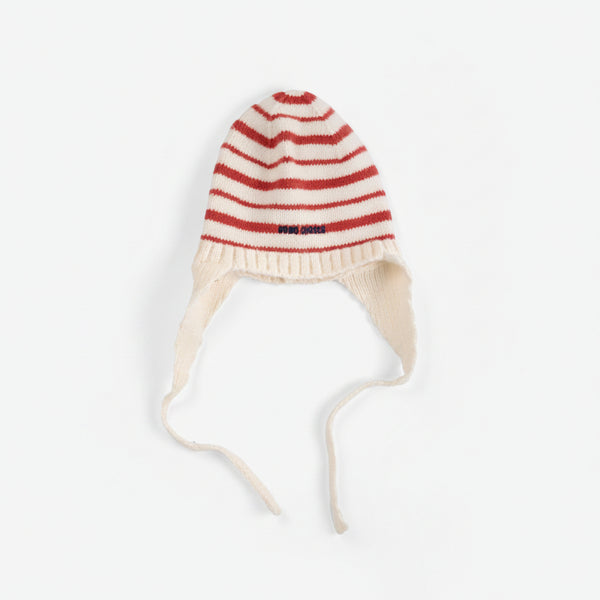 Bobo Choses Striped Knitted Tie Neck Beanie Hat