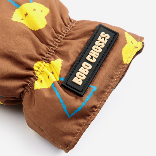 Pixel Abduction All Over Mittens (Brown)