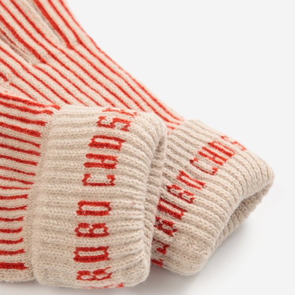 Bobo Choses Knitted Striped Gloves (Red)