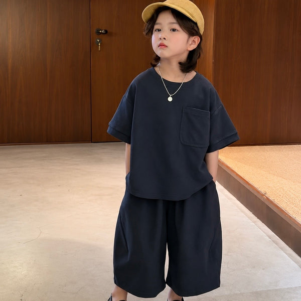 Oversized Tee and Cropped Trouser Set (Black)