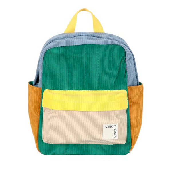 Colour-Block Padded Corduroy Back Pack School Bag