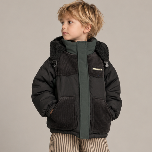 Bobo Choses Padded Puffer Hooded Anorak Coat (Midnight Blue)