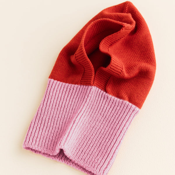 Eddy Merino Wool Balaclava (Cotton Candy/Red)