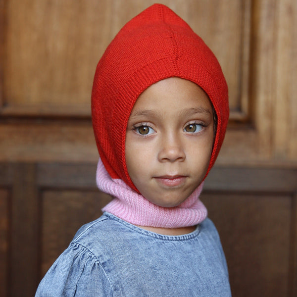 Eddy Merino Wool Balaclava (Cotton Candy/Red)