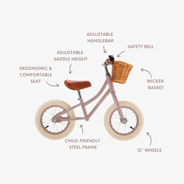 Banwood First GO! Balance Bike (Dusty Pink)