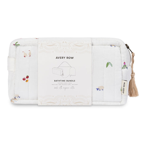 Bath time 3 Piece Towel, Washcloth + Washbag Baby Gift Set (Little Farm)