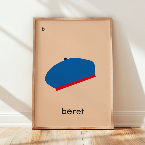 B for Beret- Alphabet Art Print