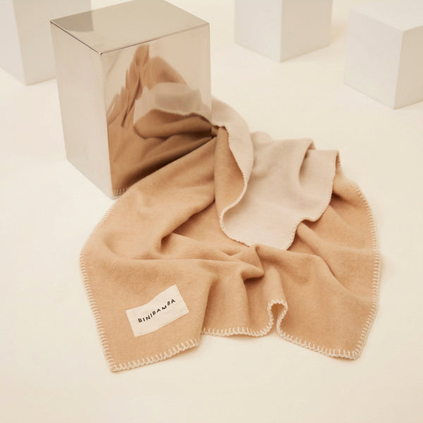 Two Tone Merino Wool Bini Blanket (Rose/Camel)