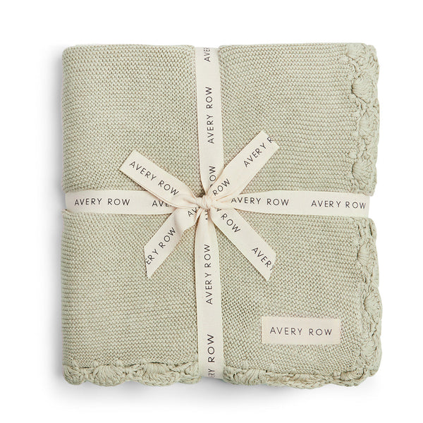 Scallop Organic Cotton Knit Blanket (Willow)