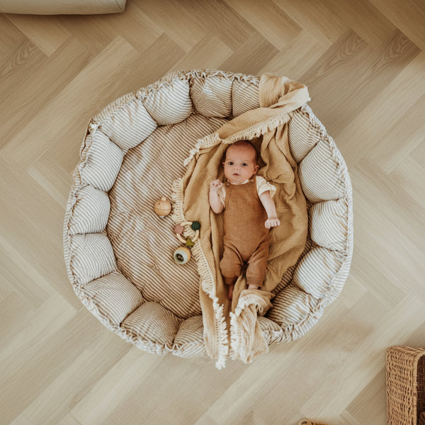 Coco Bloom Baby Nest and Playmat (Stripes Blue)-PRE ORDER END OF APRIL