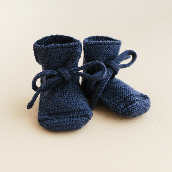 Merino Wool Baby Booties (Blue)