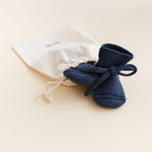 Merino Wool Baby Booties (Blue)