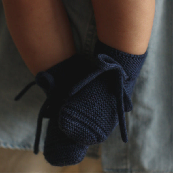 Merino Wool Baby Booties (Blue)