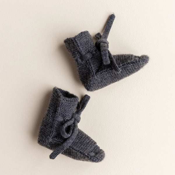 Merino Wool Baby Booties (Charcoal)