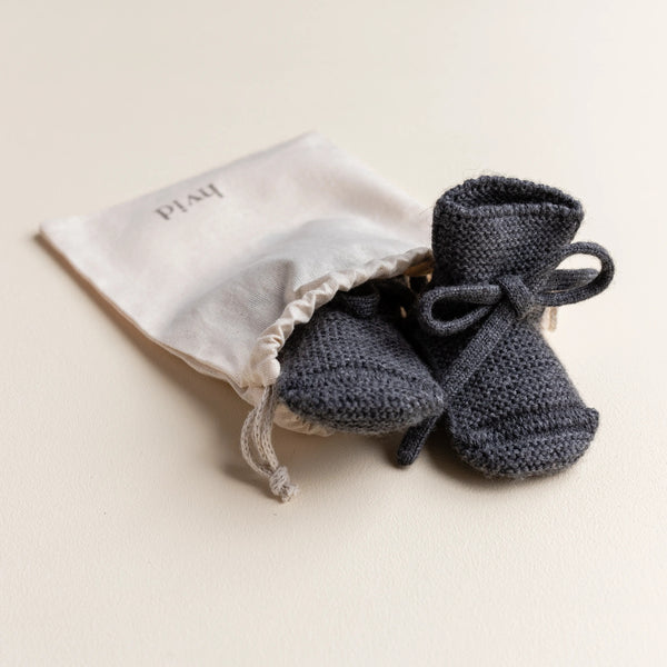 Merino Wool Baby Booties (Charcoal)