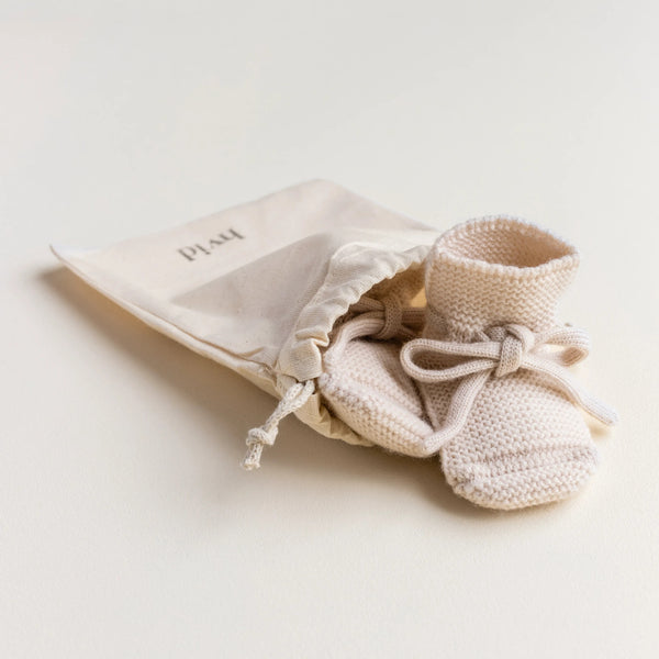 Merino Wool Baby Booties (Cream) - Hvid