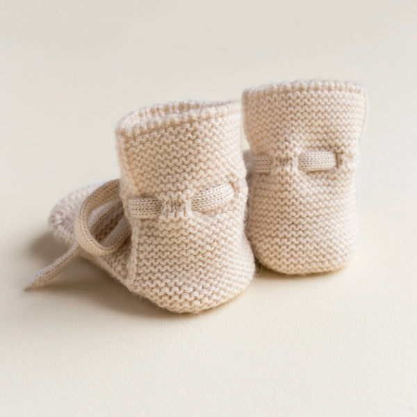 Merino Wool Baby Booties (Cream)