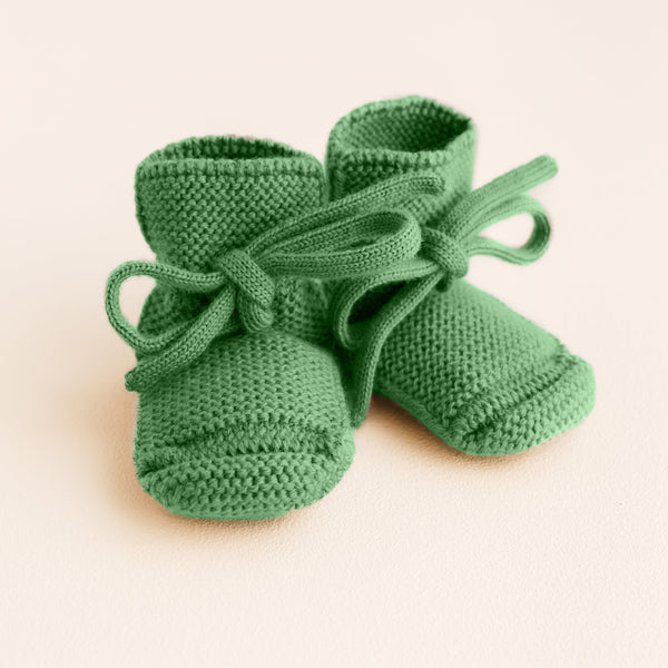 Merino Wool Baby Booties (Grass)