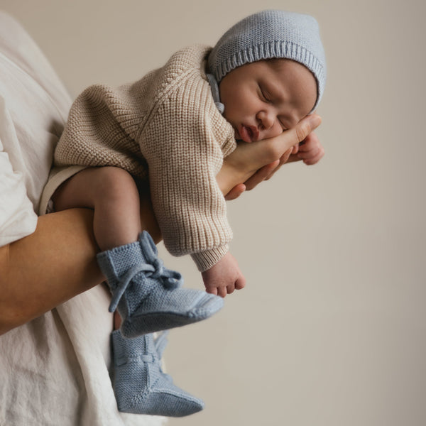 Merino Wool Baby Booties (Light Blue)