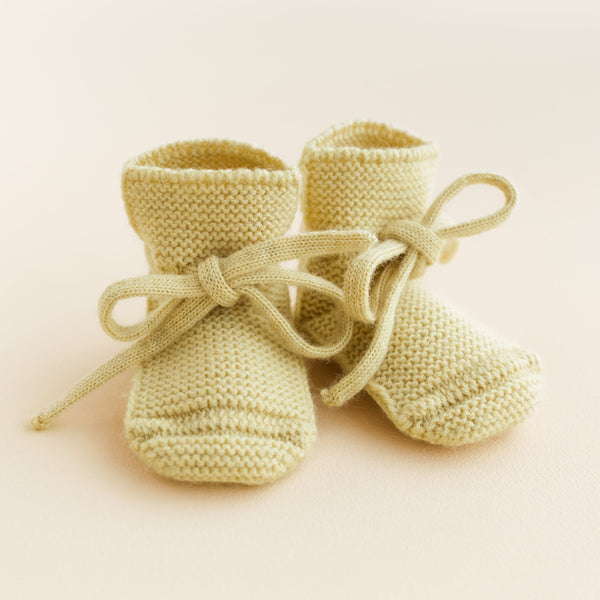 Merino Wool Baby Booties (Light Yellow)
