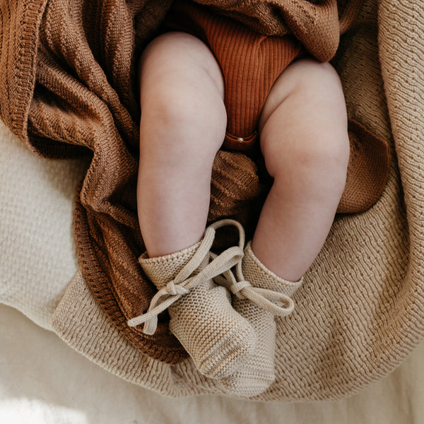 Merino Wool Baby Booties (Oat)
