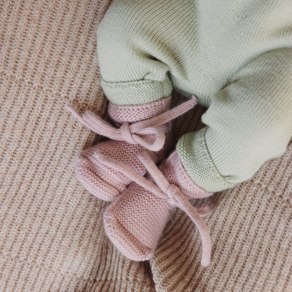 Merino Wool Baby Booties (Powder)