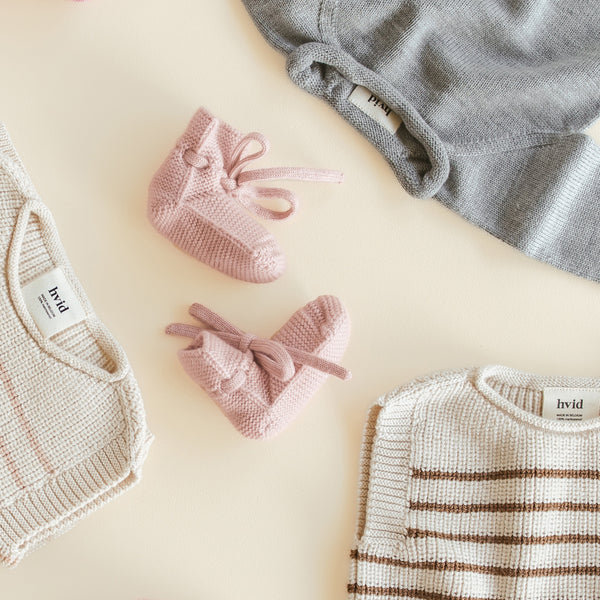 Merino Wool Baby Booties (Powder)