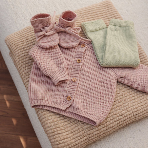 Merino Wool Baby Booties (Powder)