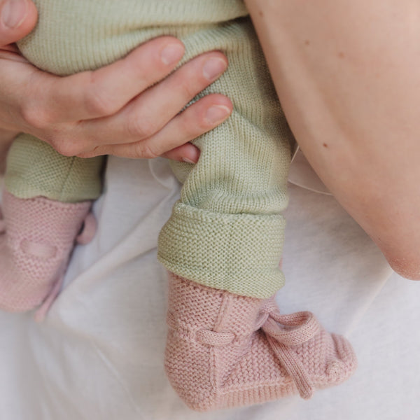 Merino Wool Baby Booties (Powder)