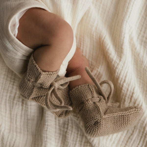 Merino Wool Baby Booties (Sand)
