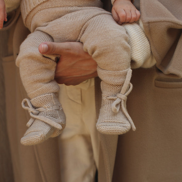 Merino Wool Baby Booties (Sand)