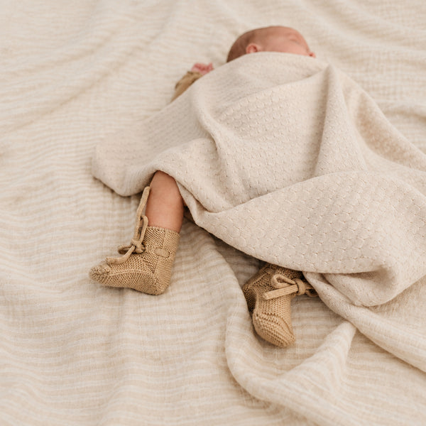 Merino Wool Baby Booties (Sand)