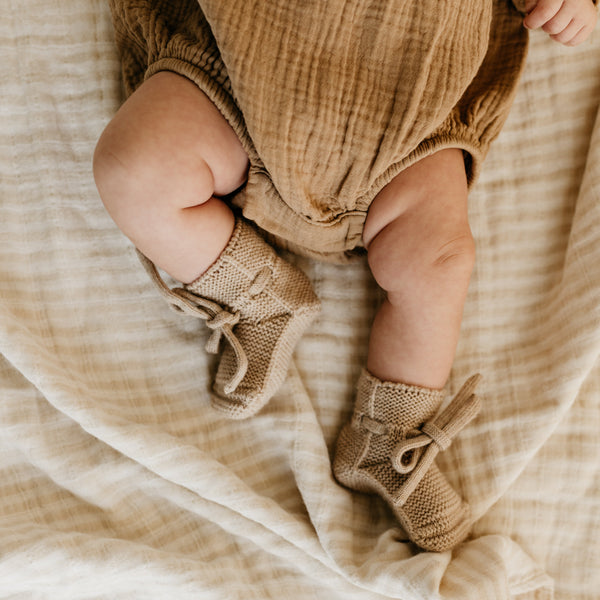 Merino Wool Baby Booties (Sand)
