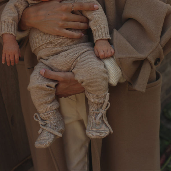 Merino Wool Baby Booties (Sand)