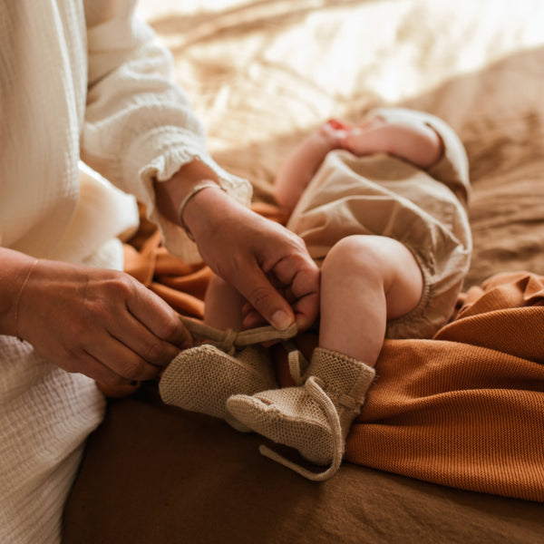 Merino Wool Baby Booties (Sand)