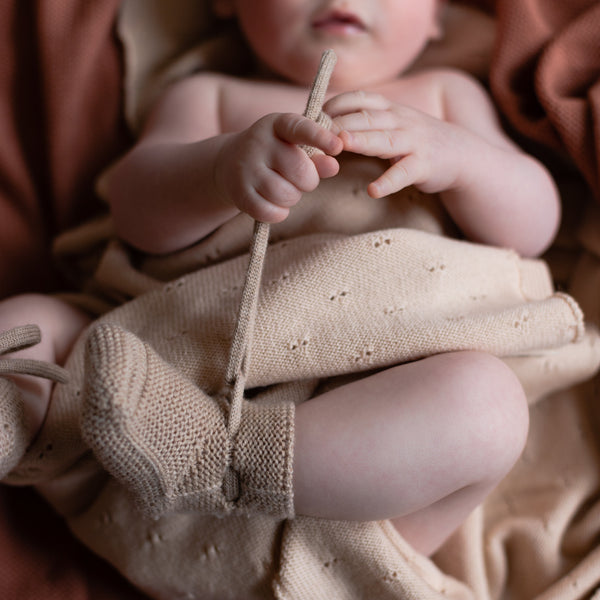 Merino Wool Baby Booties (Sand)